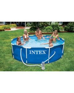 Intex Metal Frame zwembad 366 x 76 cm-Met 12-Volt filterpomp