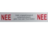 Nee/Nee aluminium bordje