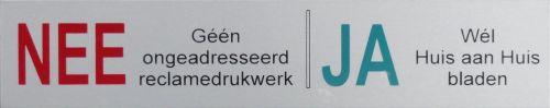 Nee/Ja aluminium bordje